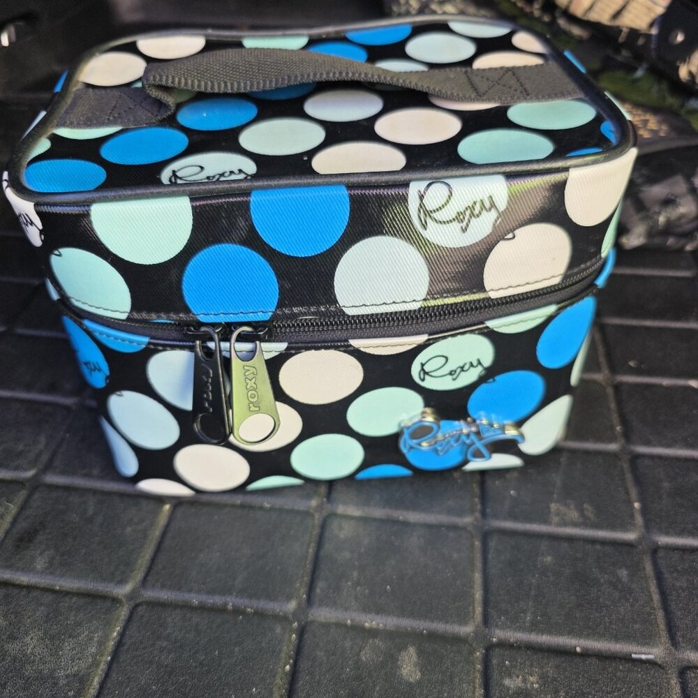 Vintage Roxy Hearts Make Up Case blue pokadots - Picture 3 of 13